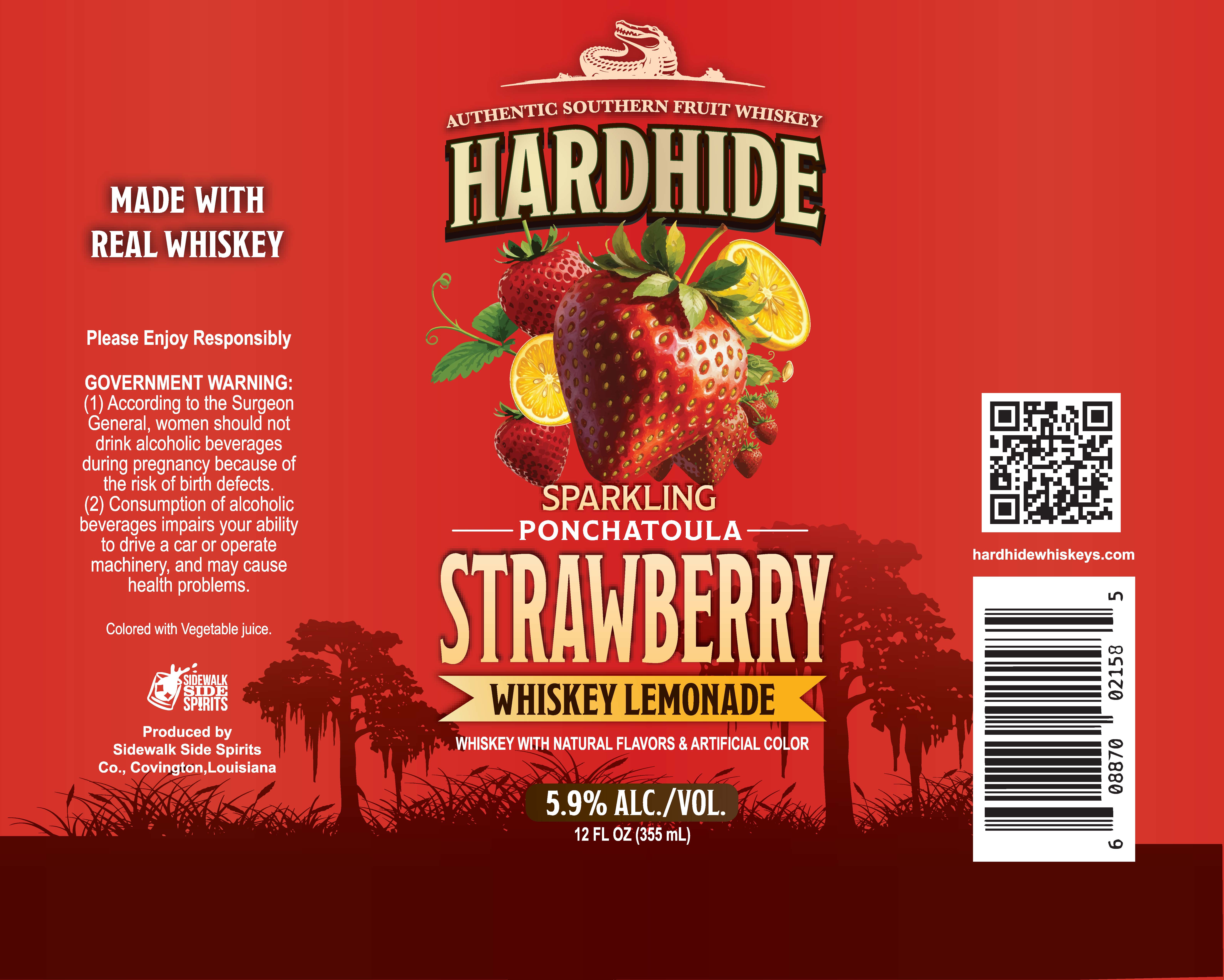 TABC label artwork for HARDHIDE STRAWBERRY WHISKEY LEMONADE