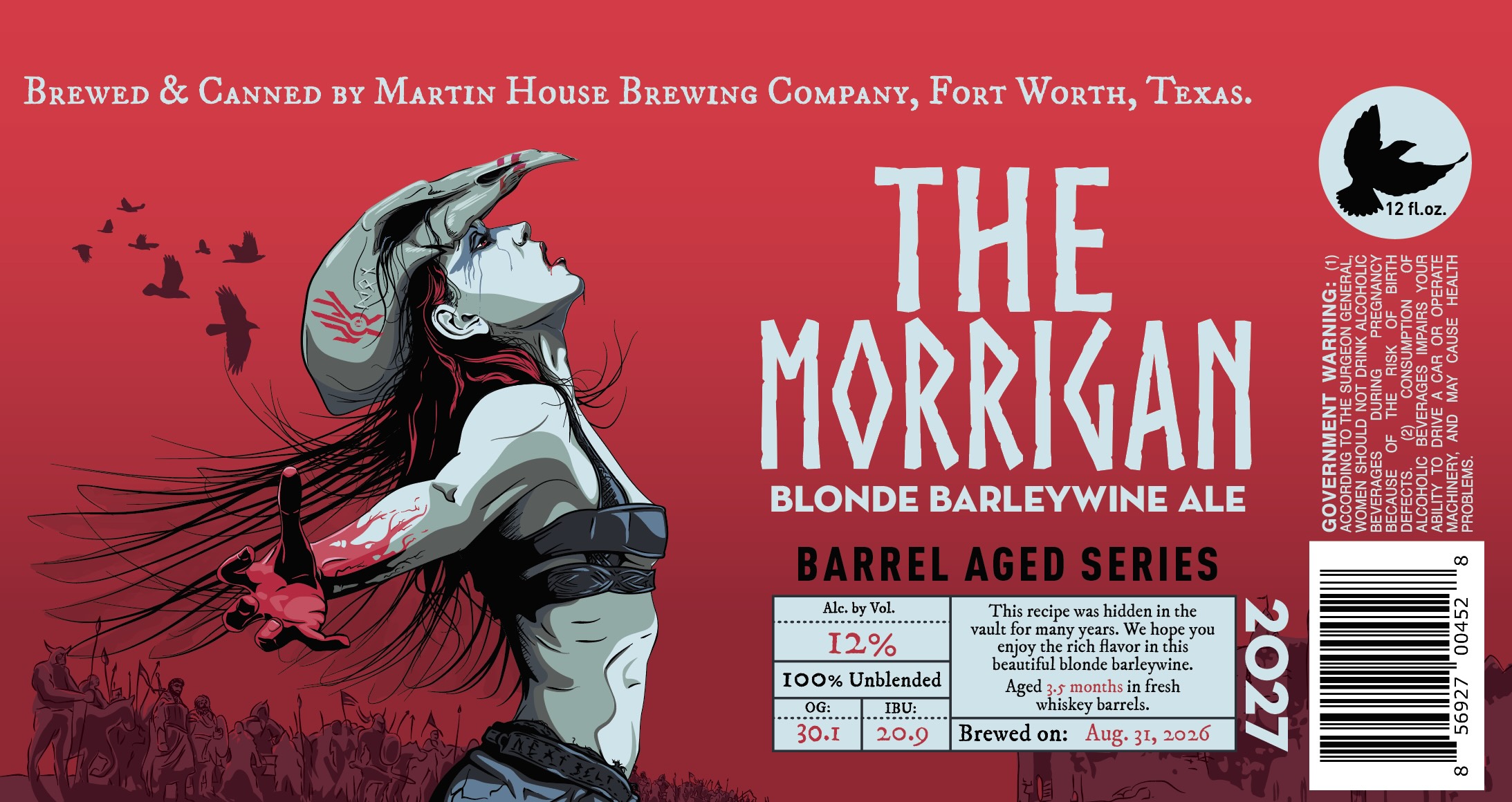 TABC label artwork for The Morrigan 2026 Can