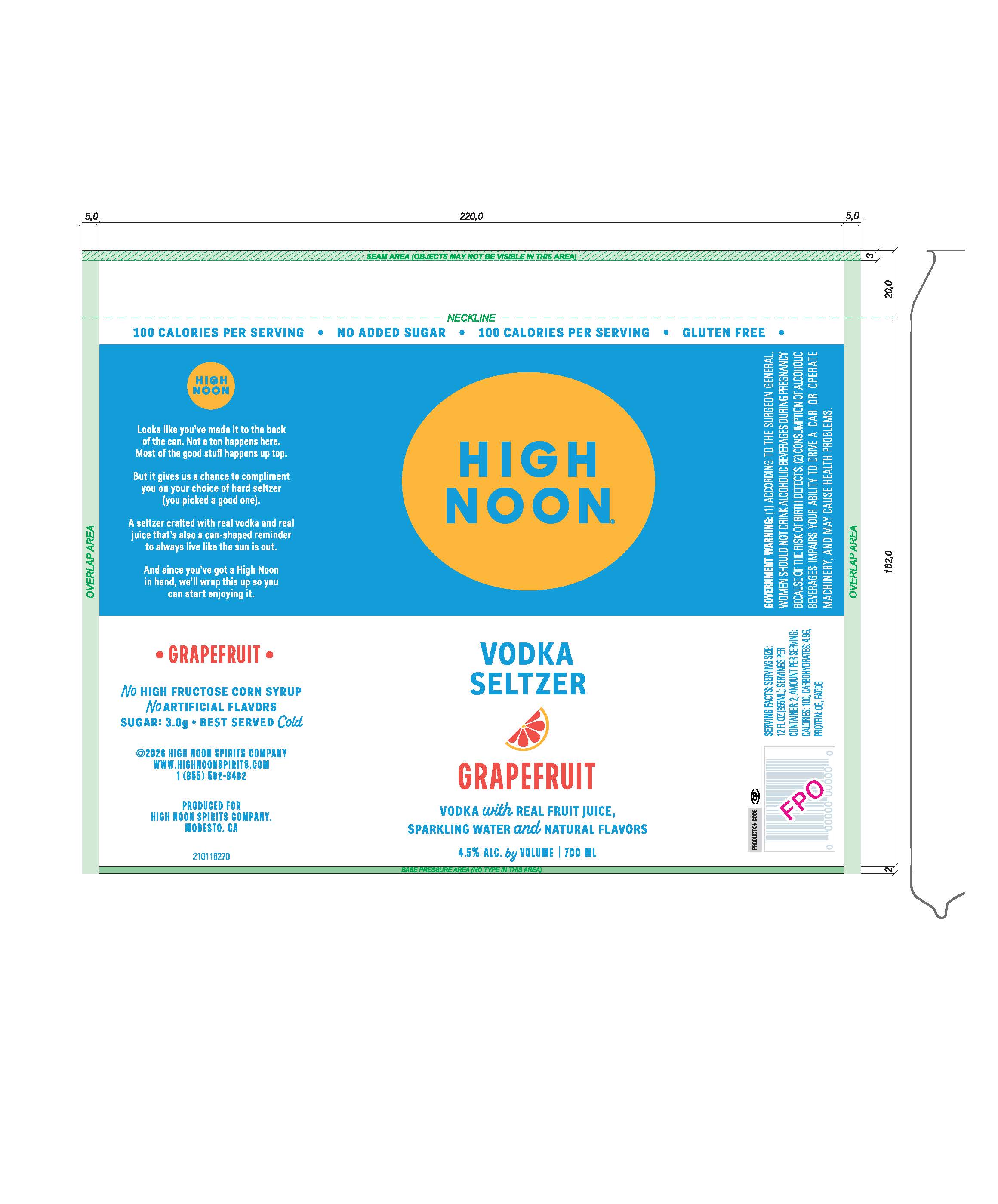 TABC label artwork for High Noon Grapefruit