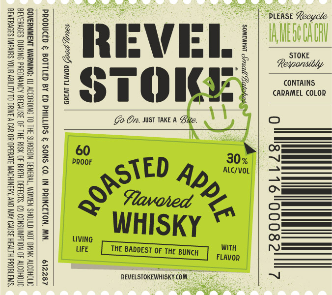 TABC label artwork for Revel Stoke Roasted Apple Flavored Whisky