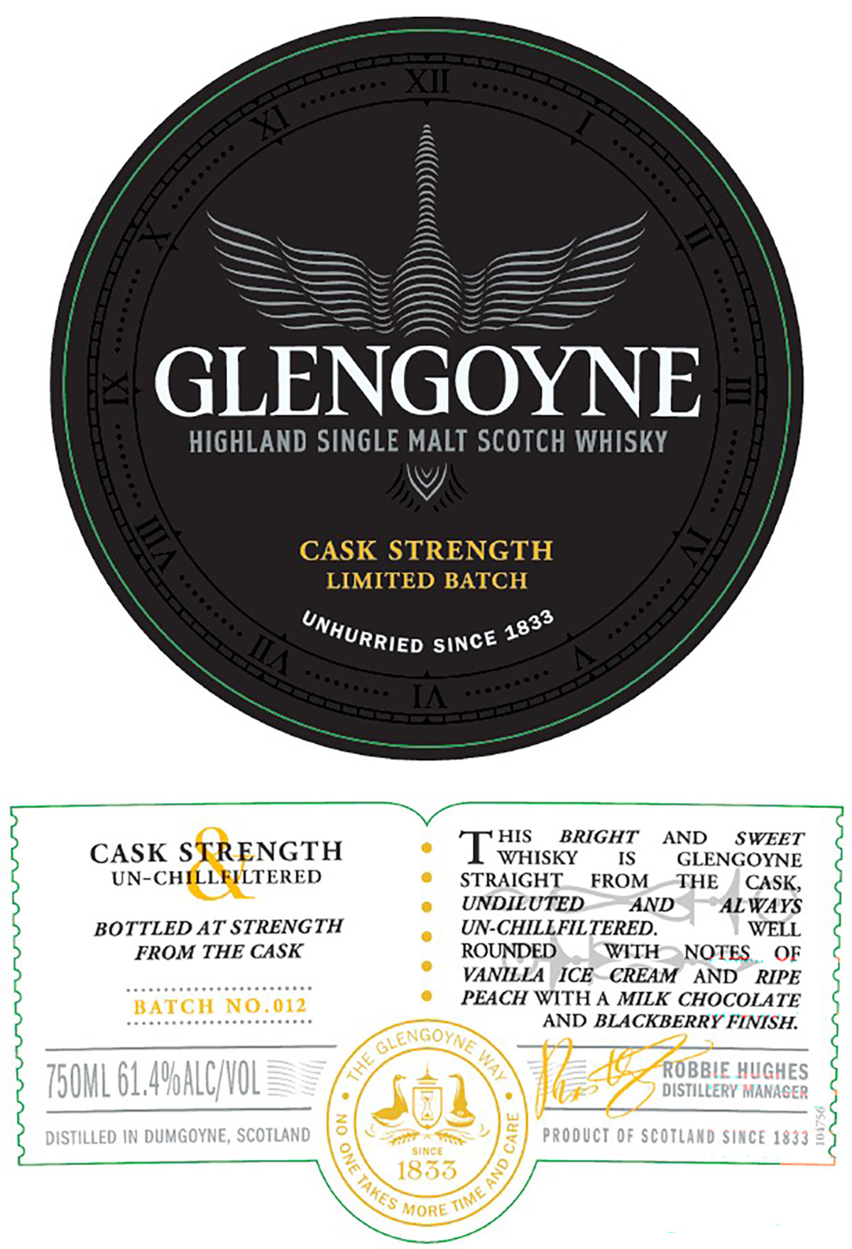TABC label artwork for Glengoyne Highland Single Malt Scotch Whisky Cask Strength