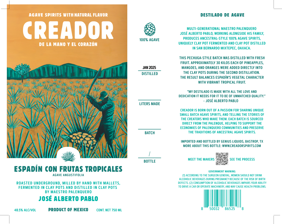 TABC label artwork for Creador Espadin con Frutas Tropicales