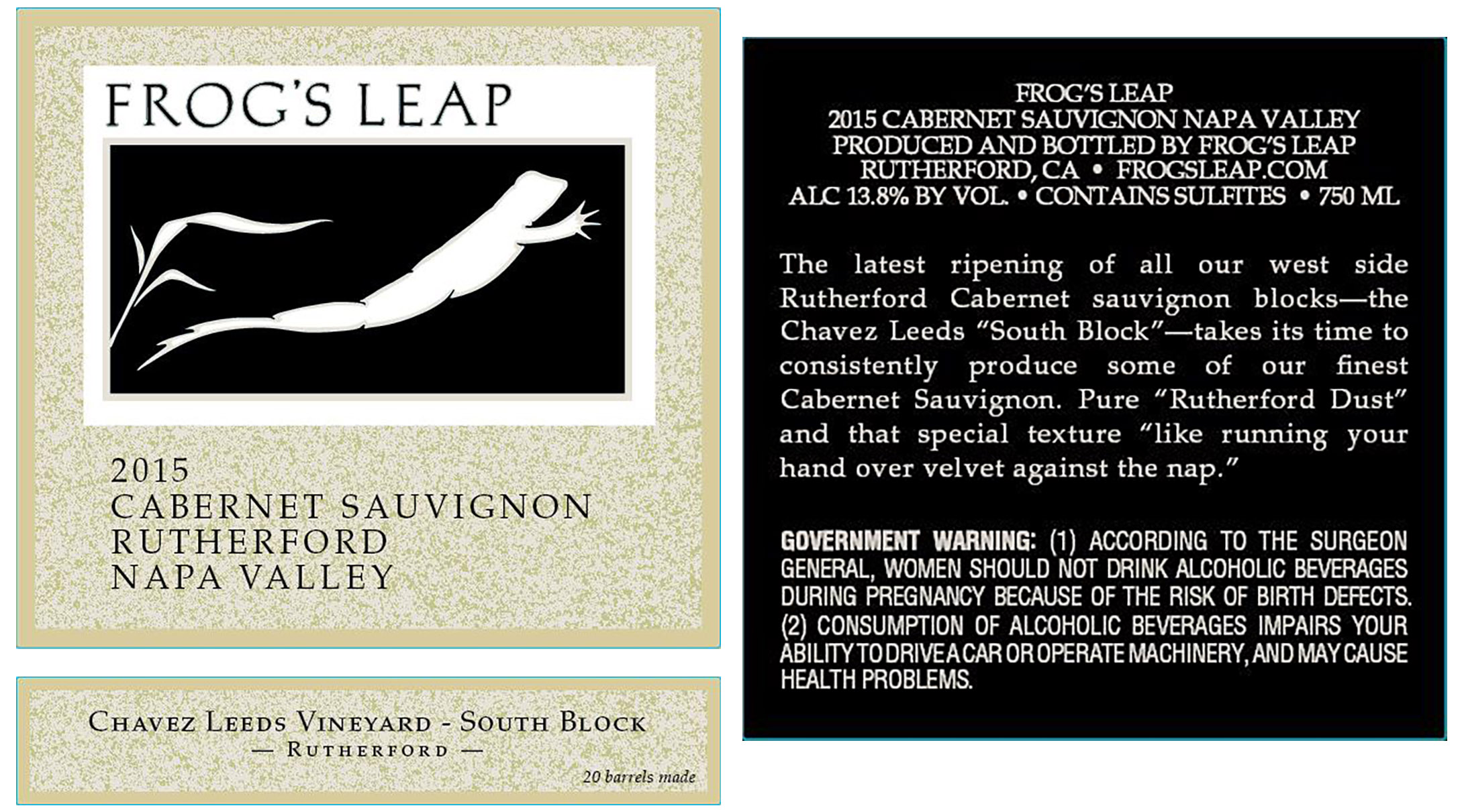 TABC label artwork for Frog's Leap Cabernet Sauvignon Chavez Leeds Vineyard Napa Valley