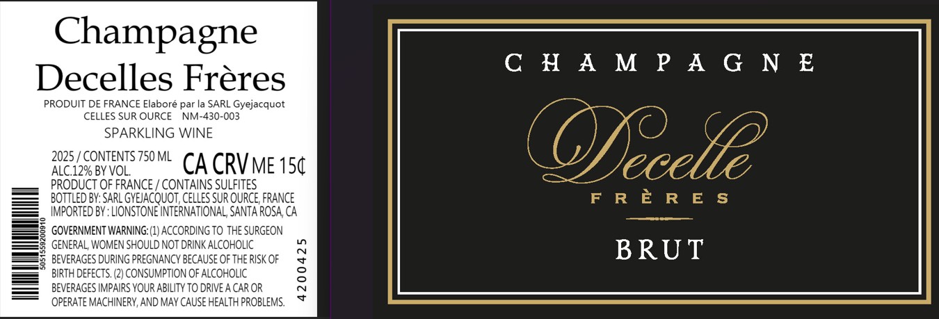 TABC label artwork for Decelles Freres Brut