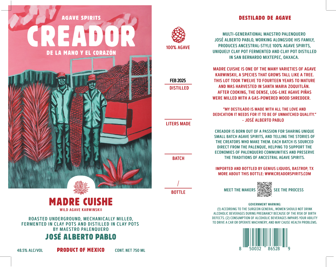 TABC label artwork for Creador Madre Cuishe