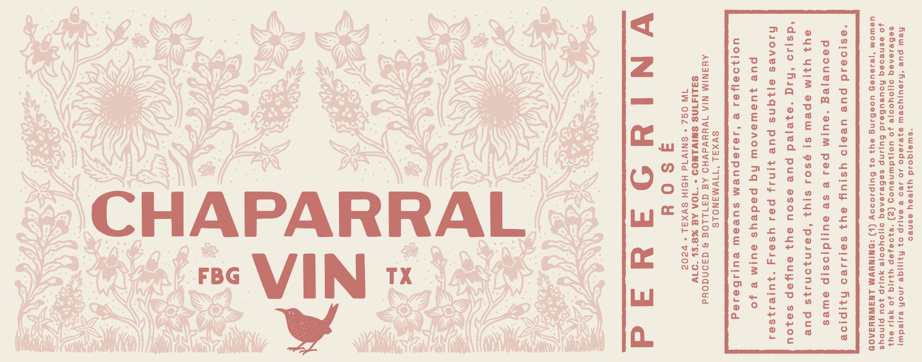TABC label artwork for Chaparral Vin Peregrina Rosè Wine