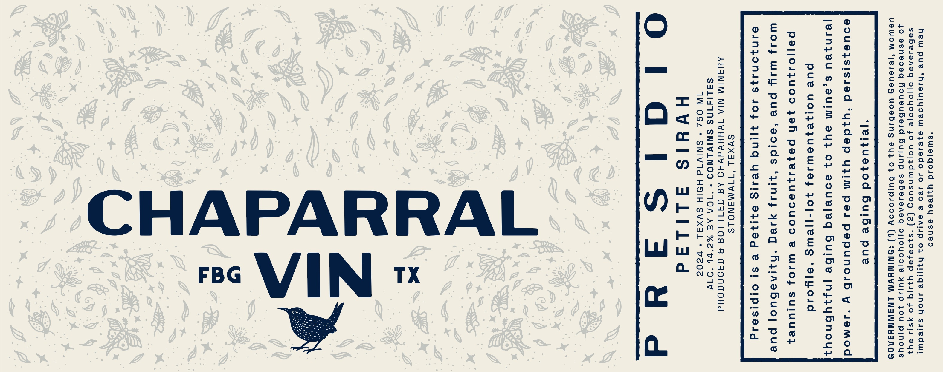 TABC label artwork for Chaparral Vin Winery Petite Sirah