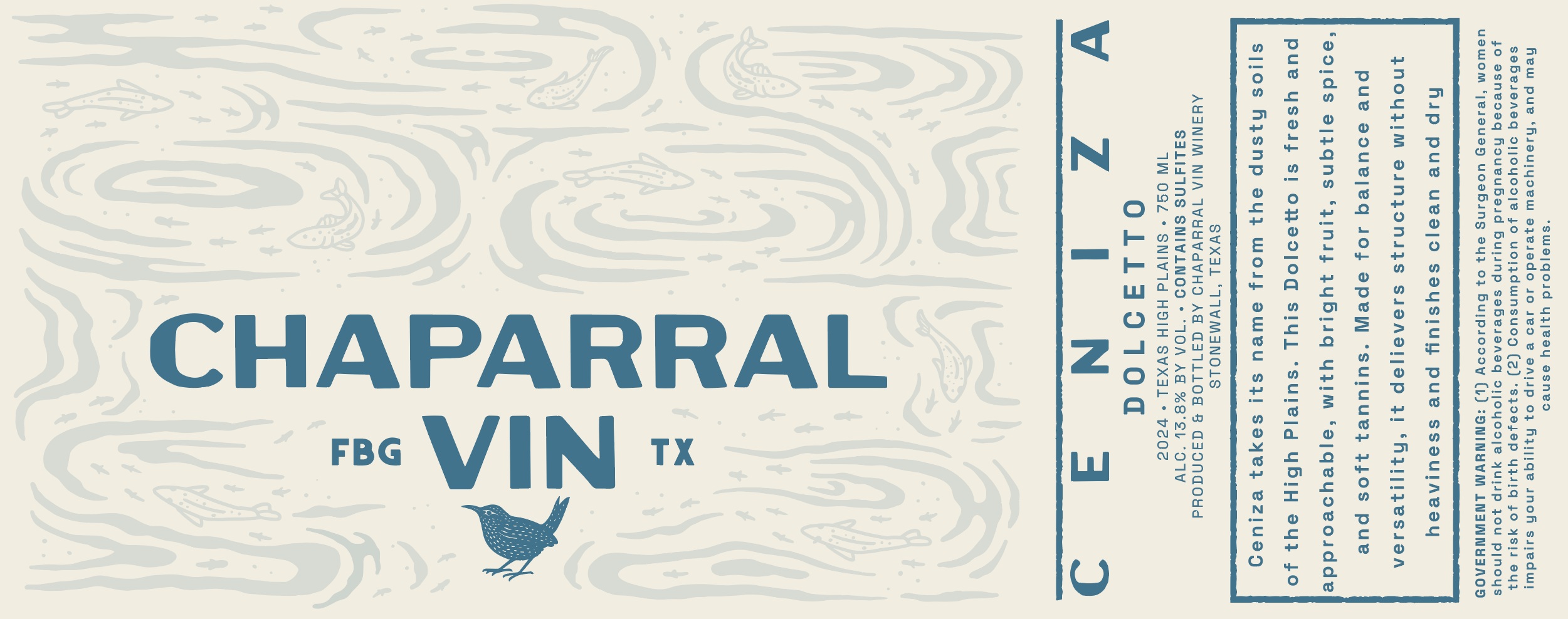 TABC label artwork for Chaparral Vin Winery Dolcetto