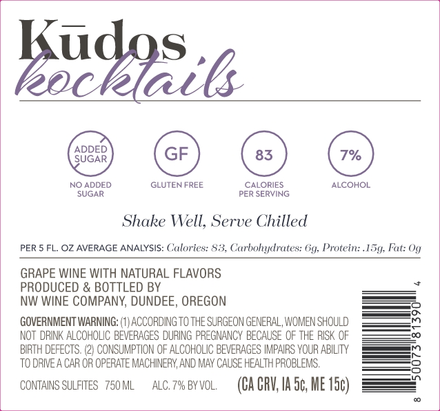 TABC label artwork for Kudos Kocktails Blueberry Pear Ginger