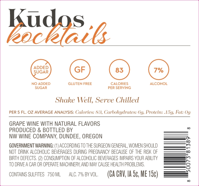 TABC label artwork for Kudos Kocktails Mango Tangerine Habanero