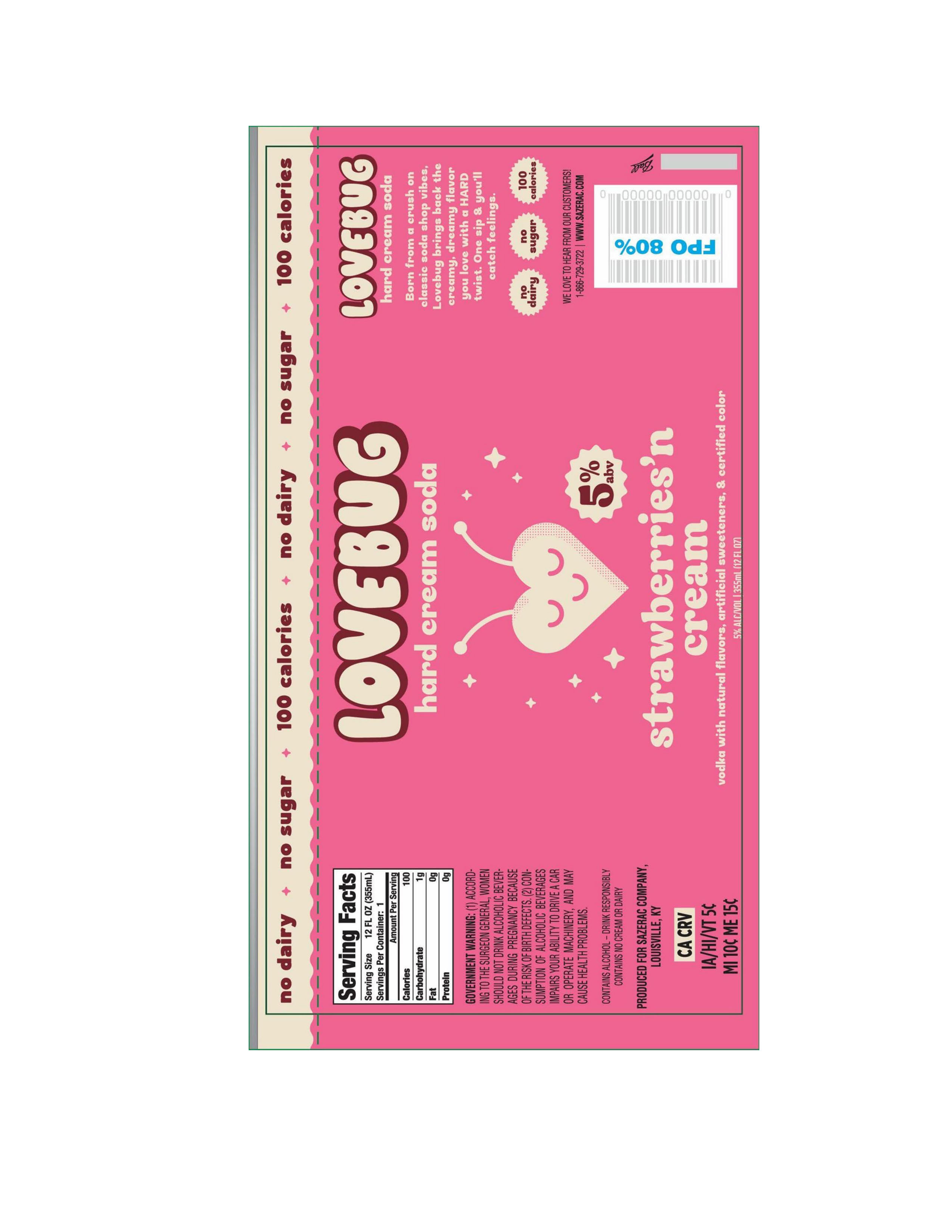 TABC label artwork for Lovebug Strawberries'N Cream