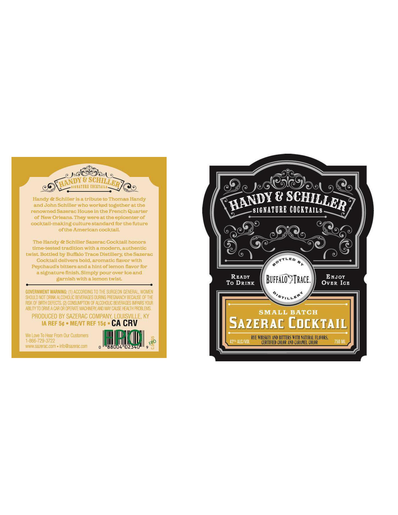 TABC label artwork for Handy & Schiller Sazerac Cocktail
