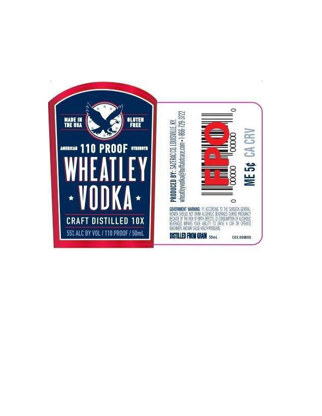 TABC label artwork for Wheatley Vodka 110 Proof
