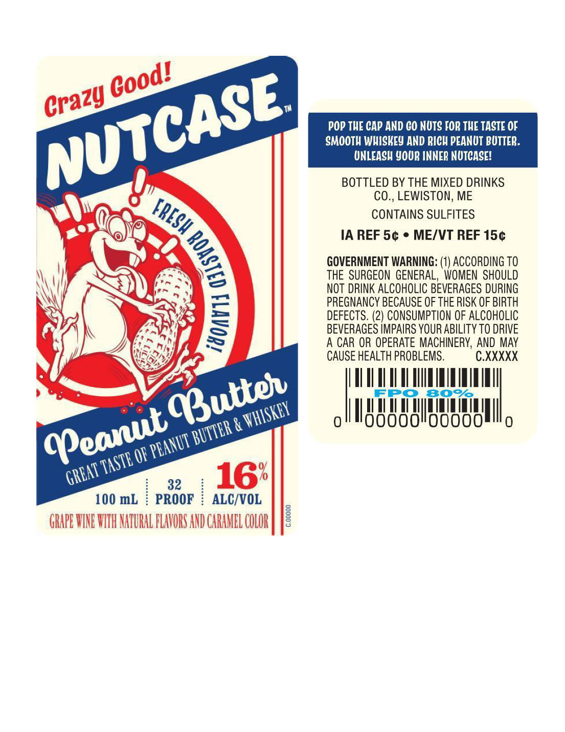 TABC label artwork for Nutcase Peanut Butter