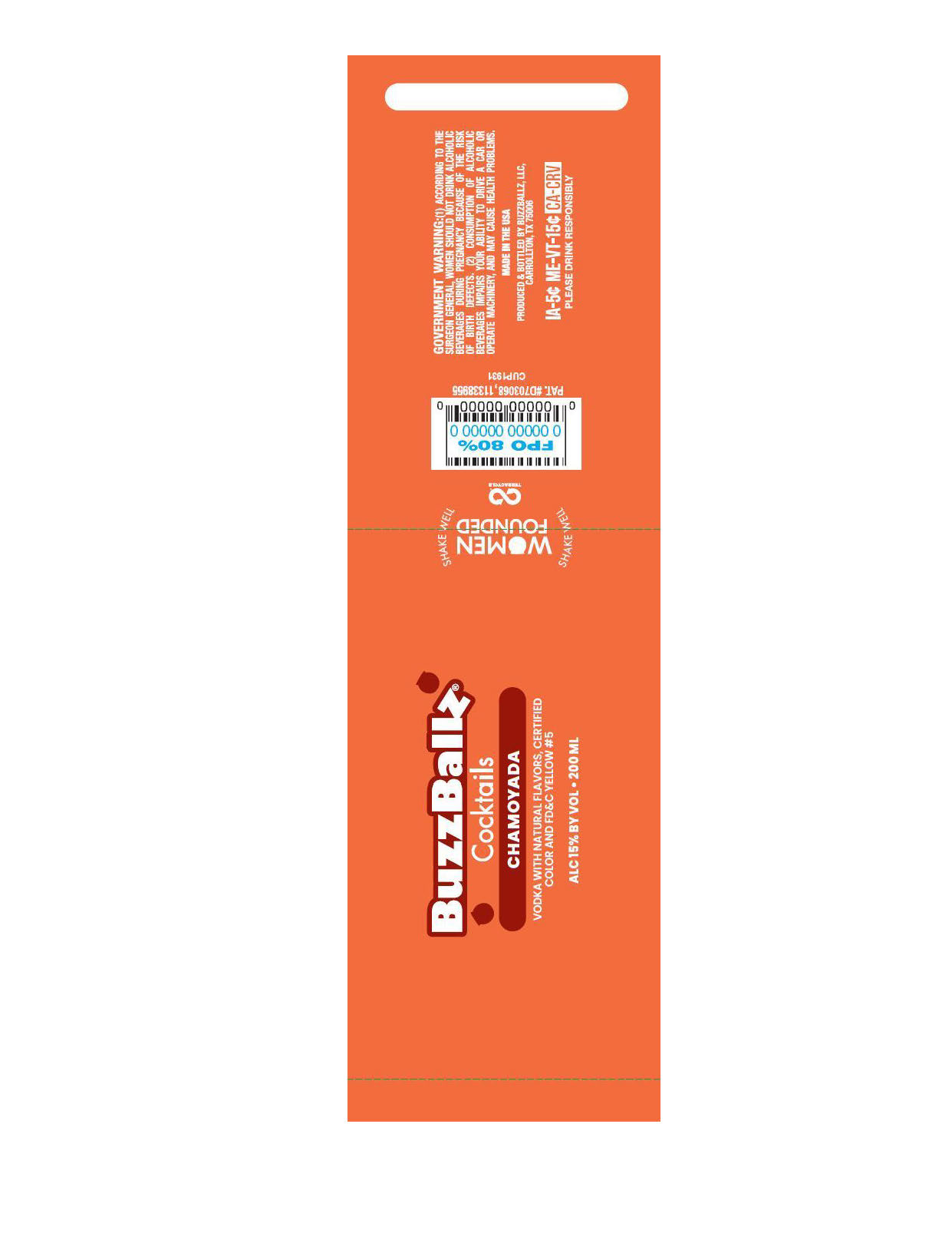 TABC label artwork for BuzzBallz Cocktails Chamoyada