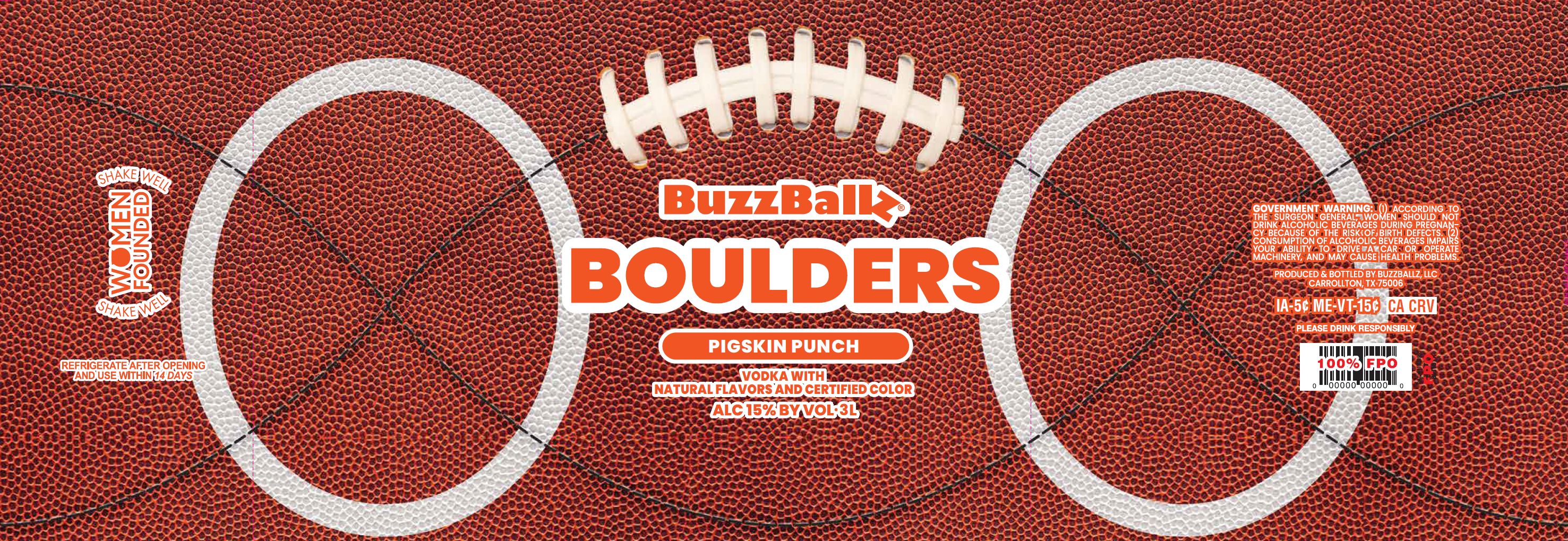 TABC label artwork for BuzzBallz Boulders Pigskin Punch