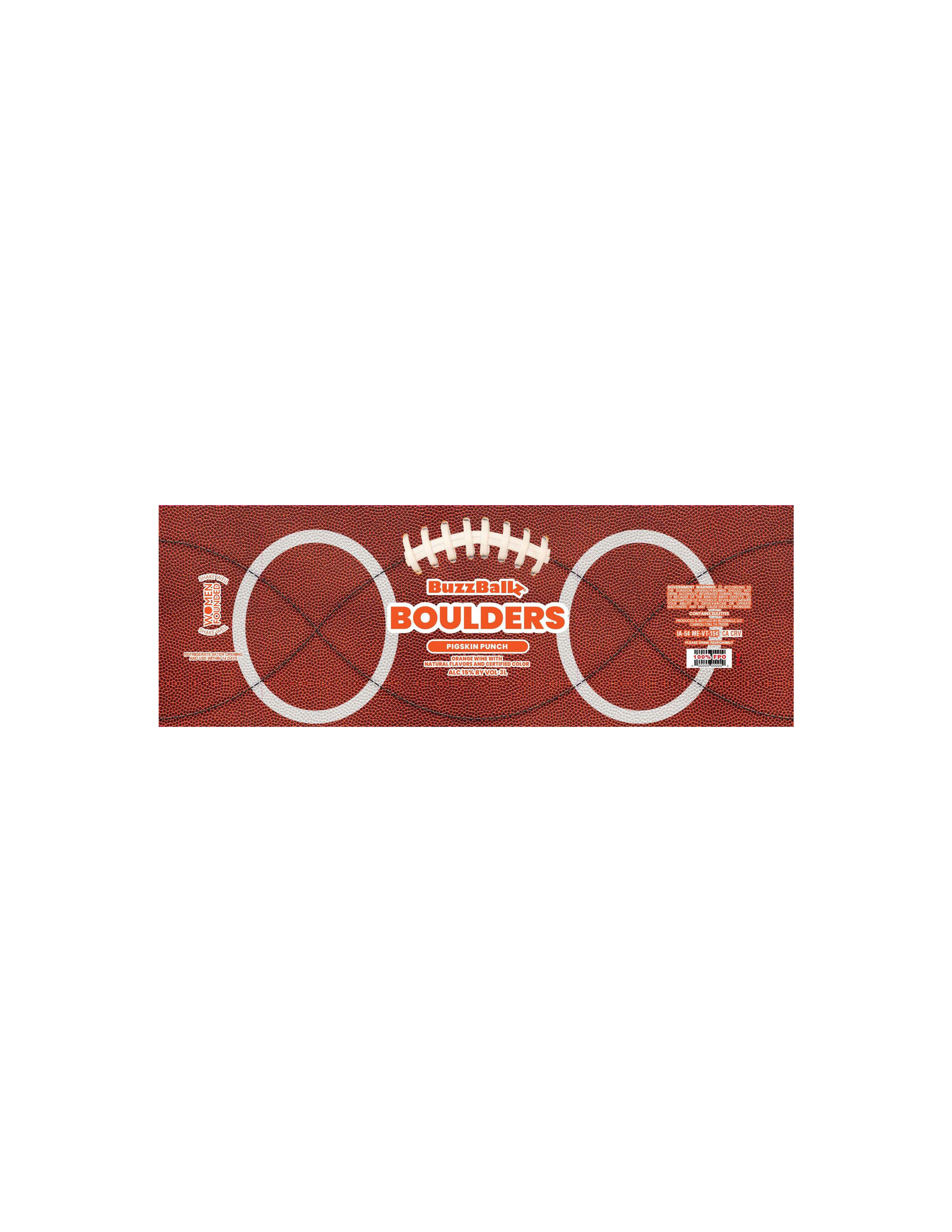 TABC label artwork for BuzzBallz Boulders Pigskin Punch