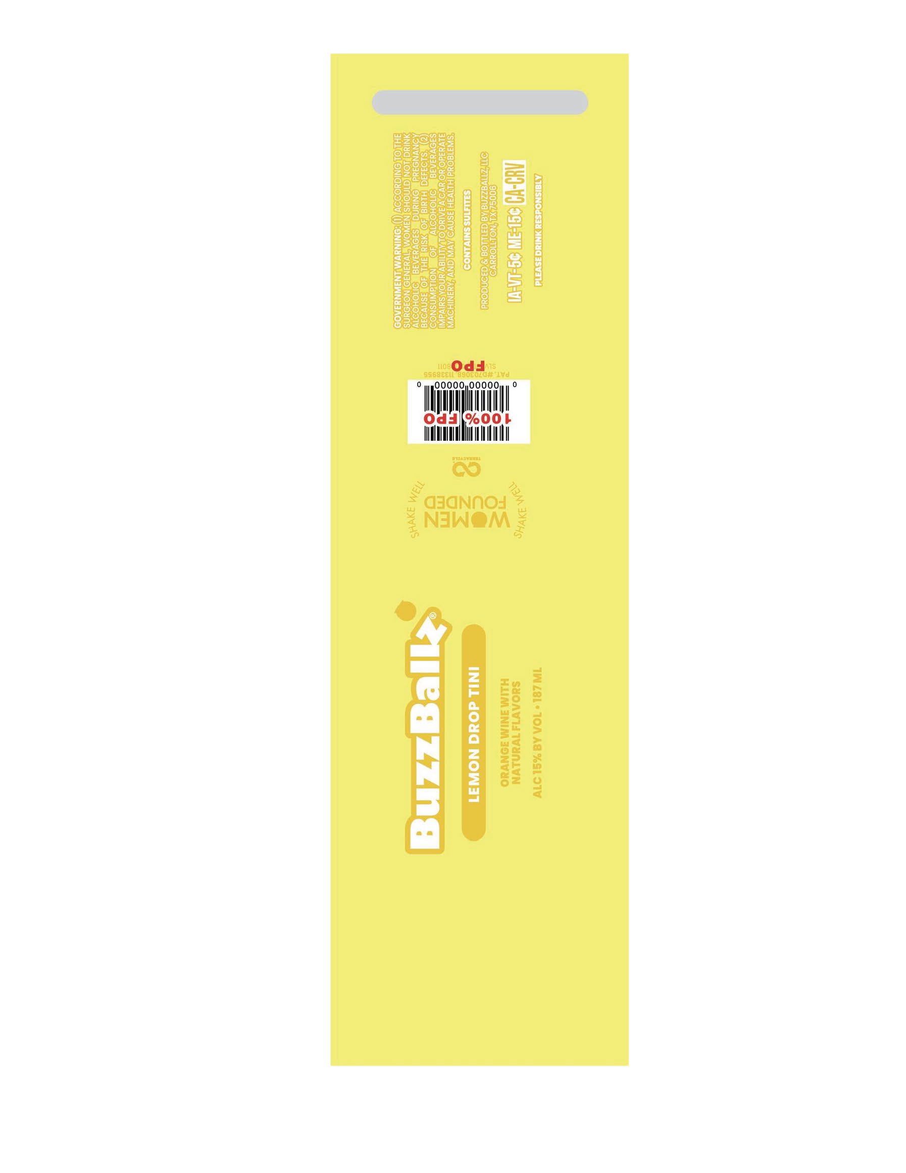 TABC label artwork for BuzzBallz Lemon Drop Tini