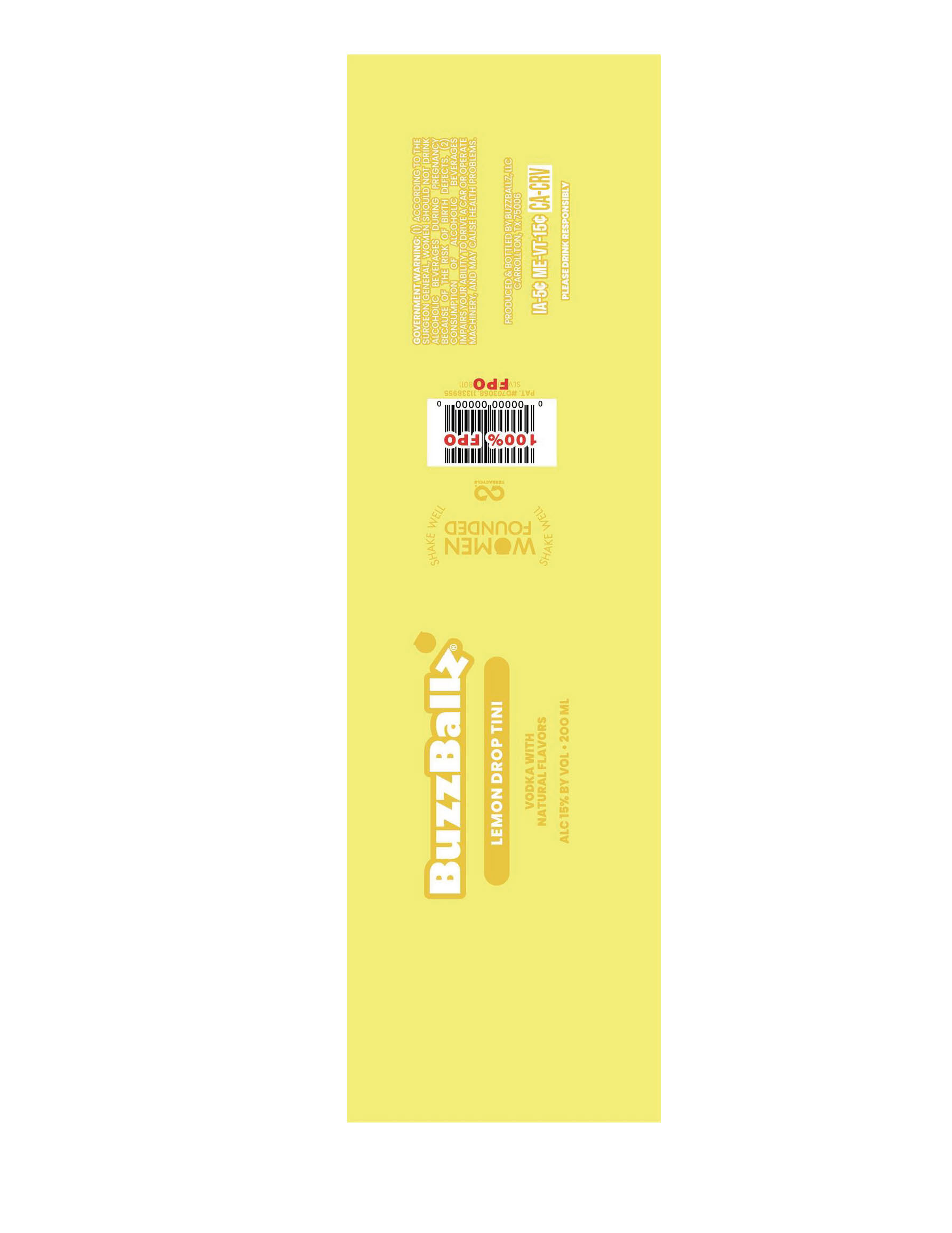 TABC label artwork for BuzzBallz Lemon Drop Tini