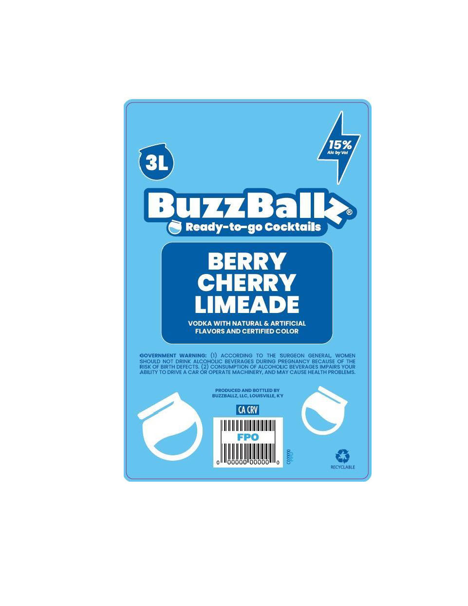 TABC label artwork for BuzzBallz Berry Cherry Limeade 3-3L