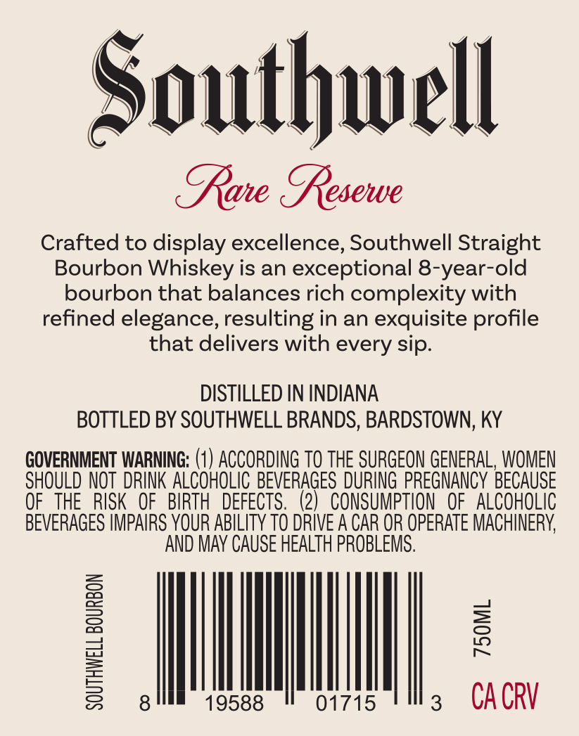 TABC label artwork for Southwell 8 Yr Bourbon