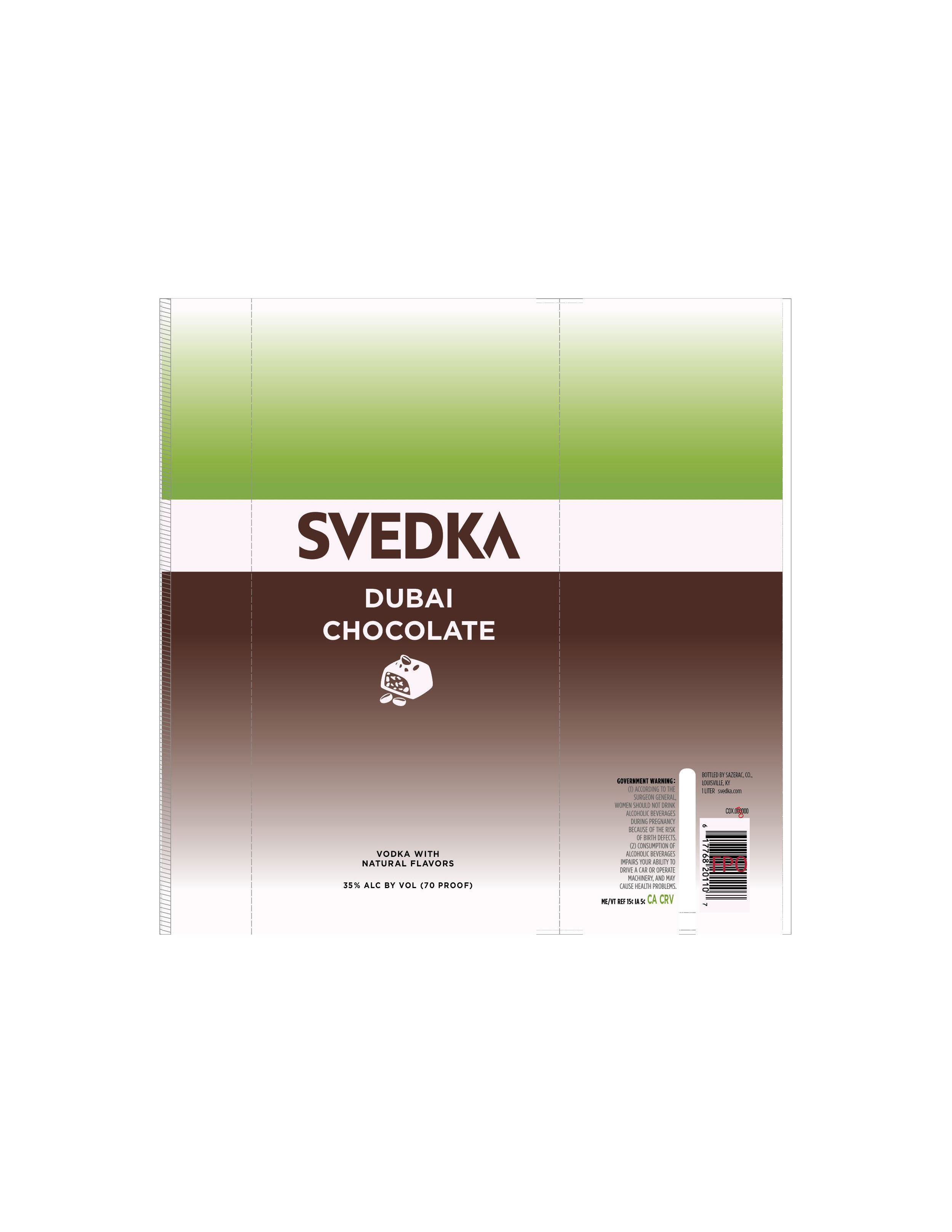 TABC label artwork for Svedka Dubai Chocolate