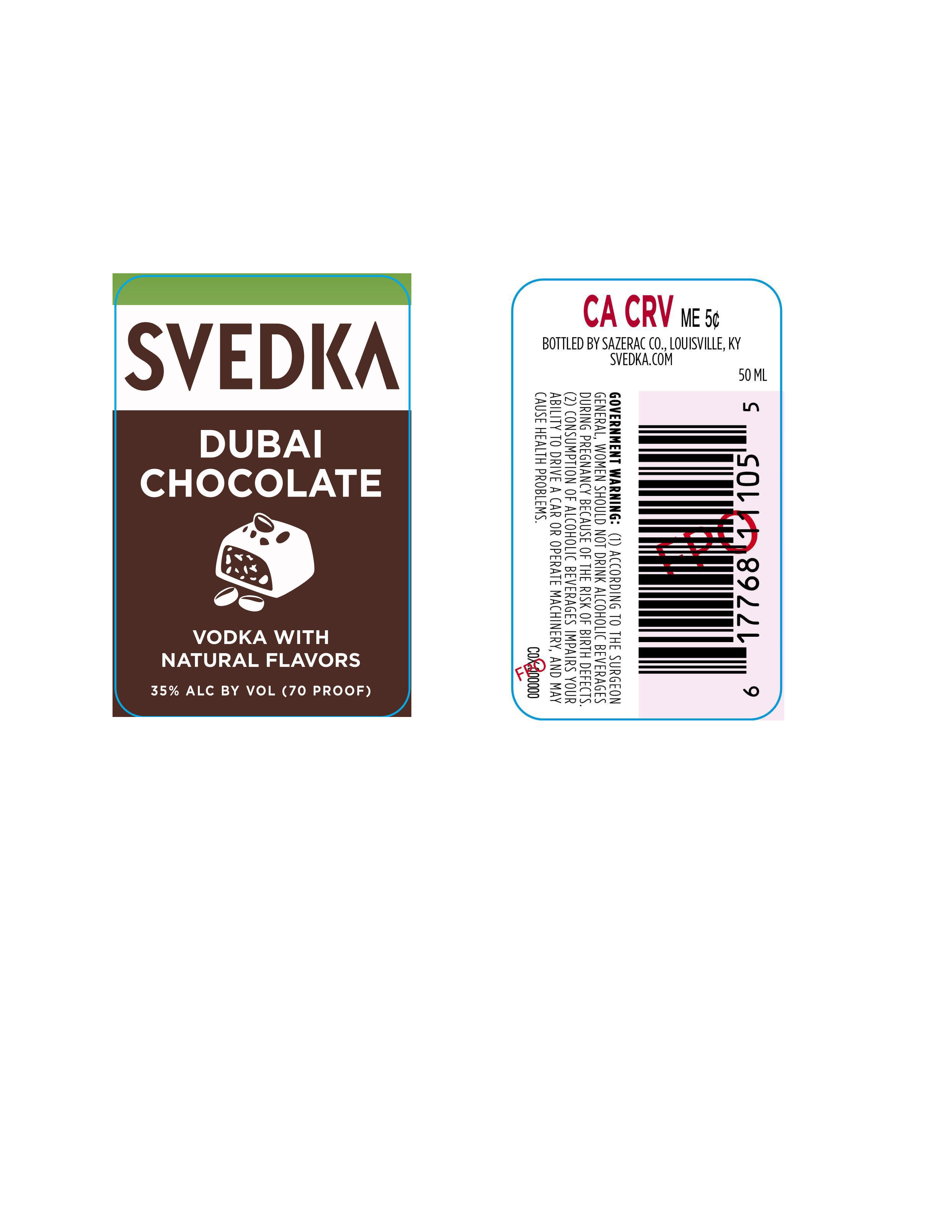 TABC label artwork for Svedka Dubai Chocolate