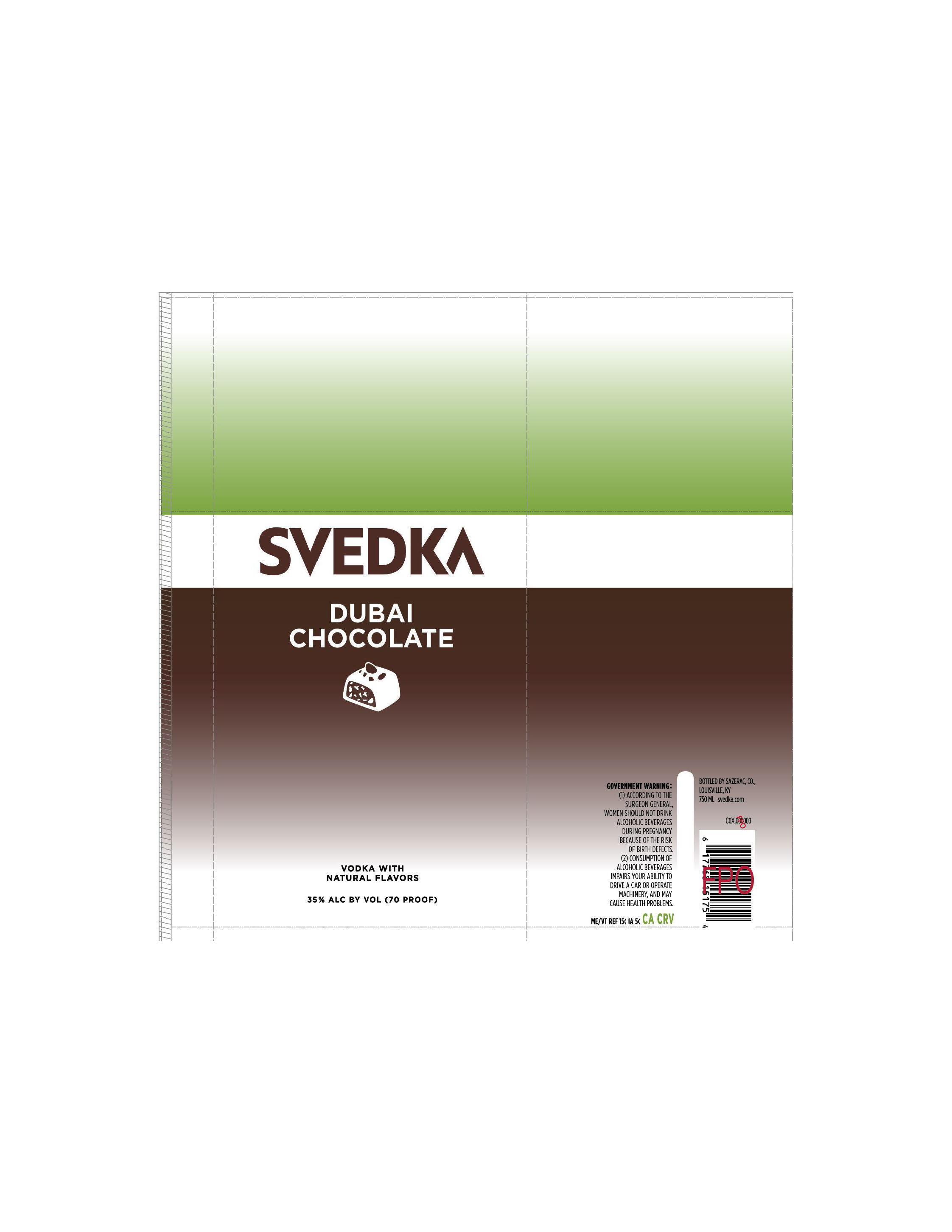 TABC label artwork for Svedka Dubai Chocolate