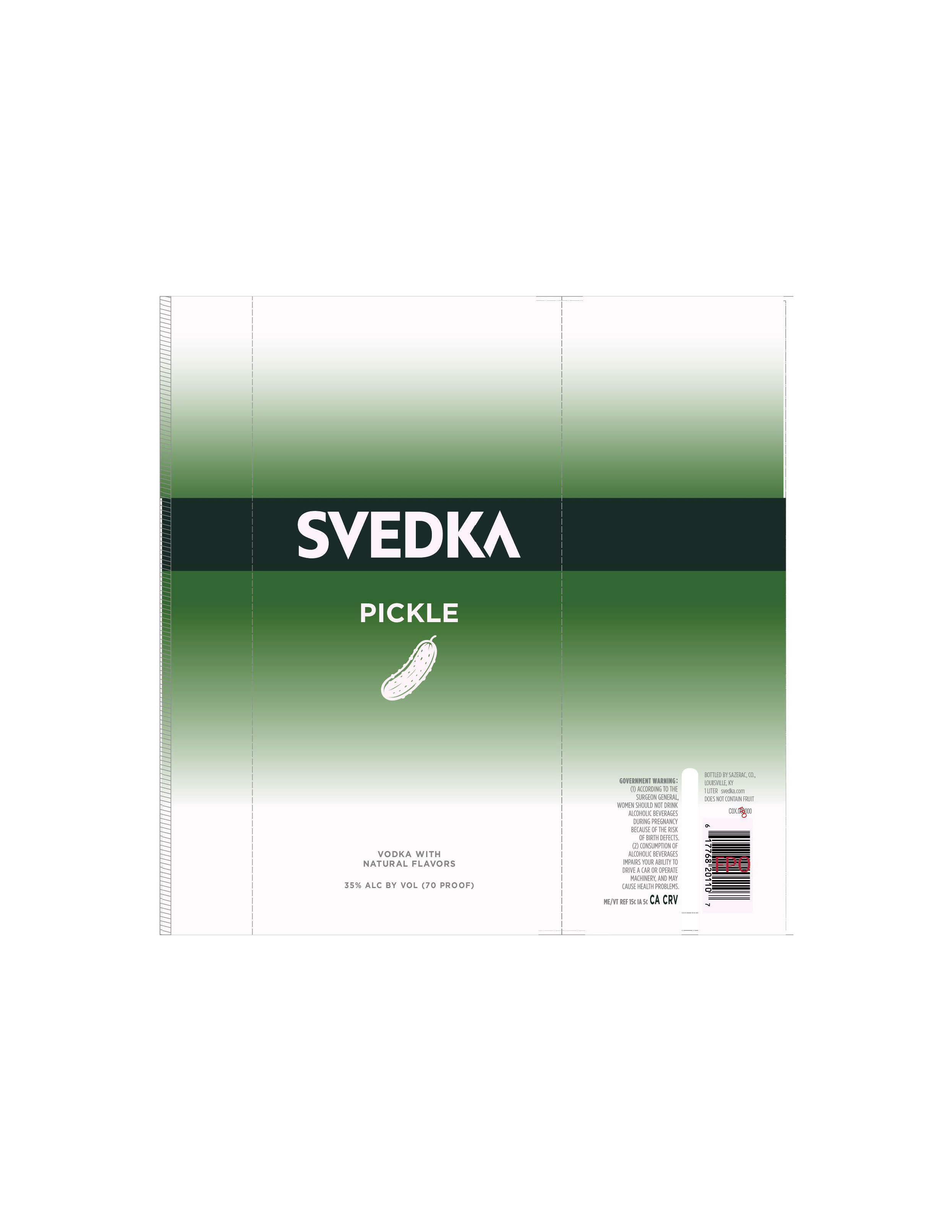 TABC label artwork for Svedka Pickle Vodka