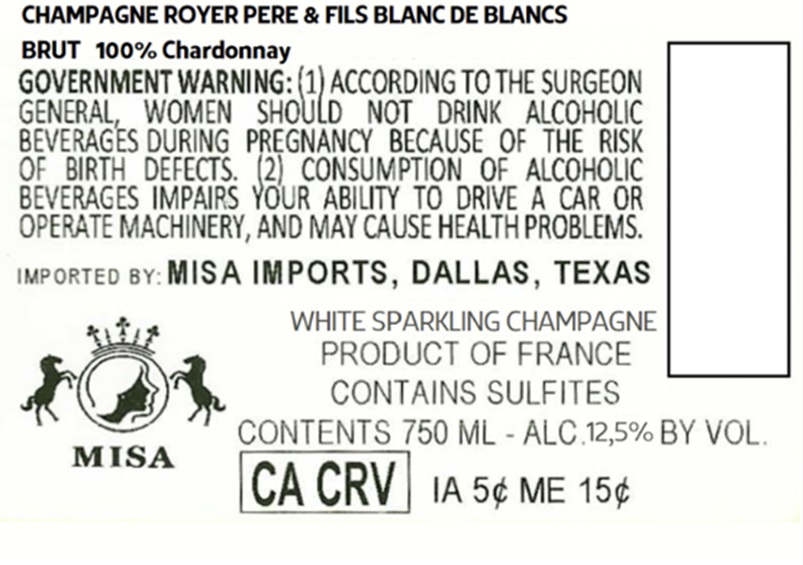 TABC label artwork for ROYER PERE & FILS BLANC DE BLANCS