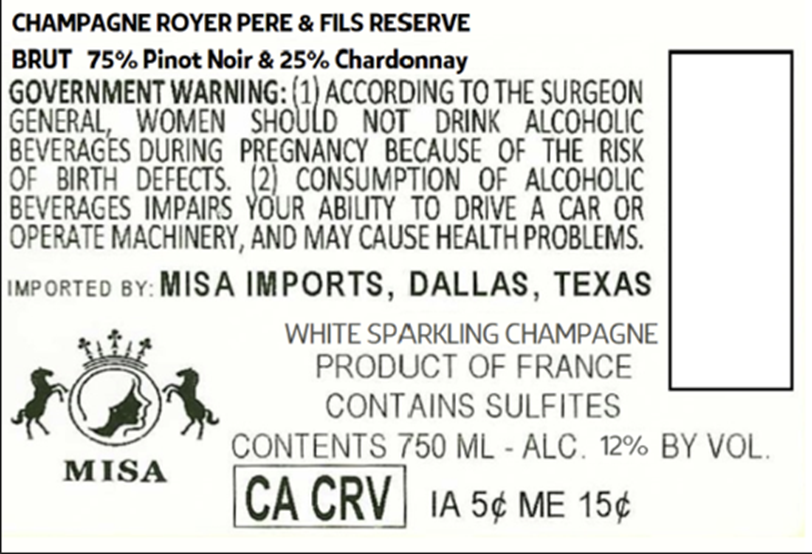 TABC label artwork for ROYER PERE & FILS RESERVE