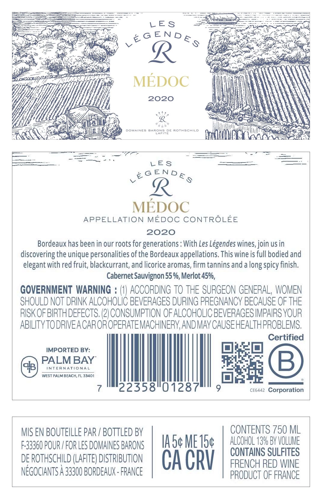 TABC label artwork for LES LEGENDES MEDOC CABERNET SAUVIGNON MERLOT