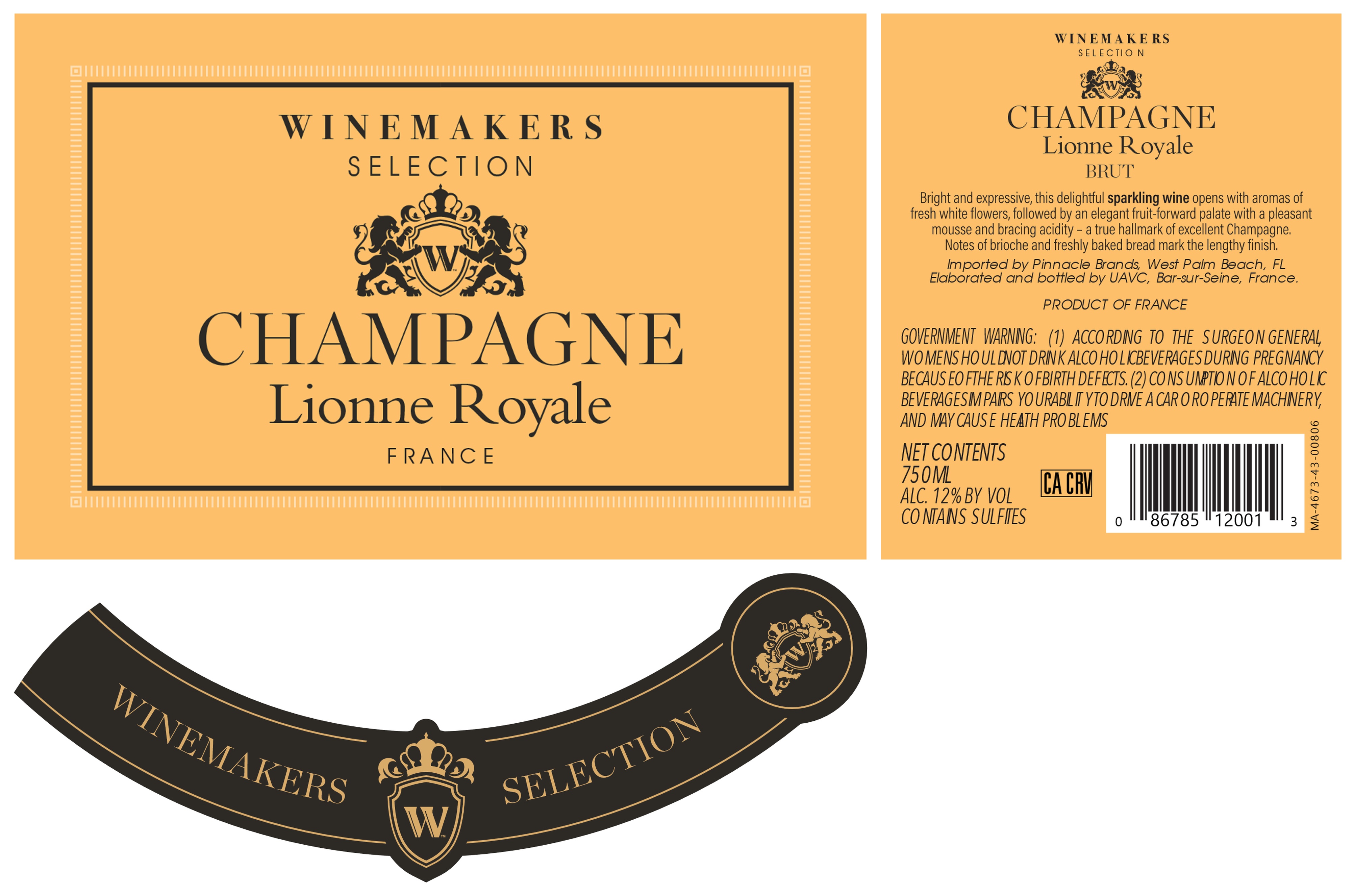 TABC label artwork for LIONNE ROYAL CHAMPAGNE BRUT
