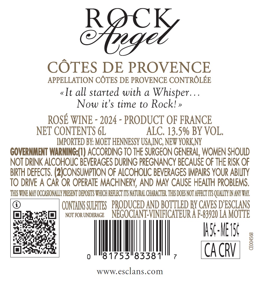 TABC label artwork for ROCK ANGEL COTES DE PROVENCE