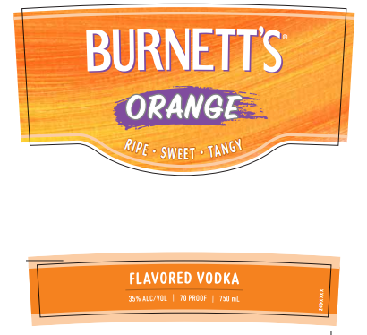 TABC label artwork for Burnett's Orange Flavored Vodka