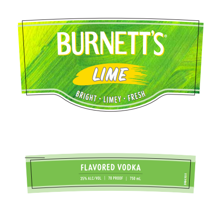 TABC label artwork for Burnett's Lime Flavored Vodka