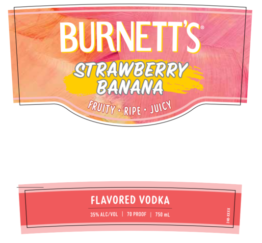 TABC label artwork for Burnett's Strawberry Banana Flavored Vodka