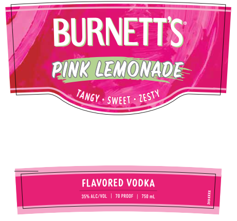 TABC label artwork for Burnett's Pink Lemonade Flavored Vodka