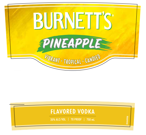 TABC label artwork for Burnett's Pineapple Flavored Vidka