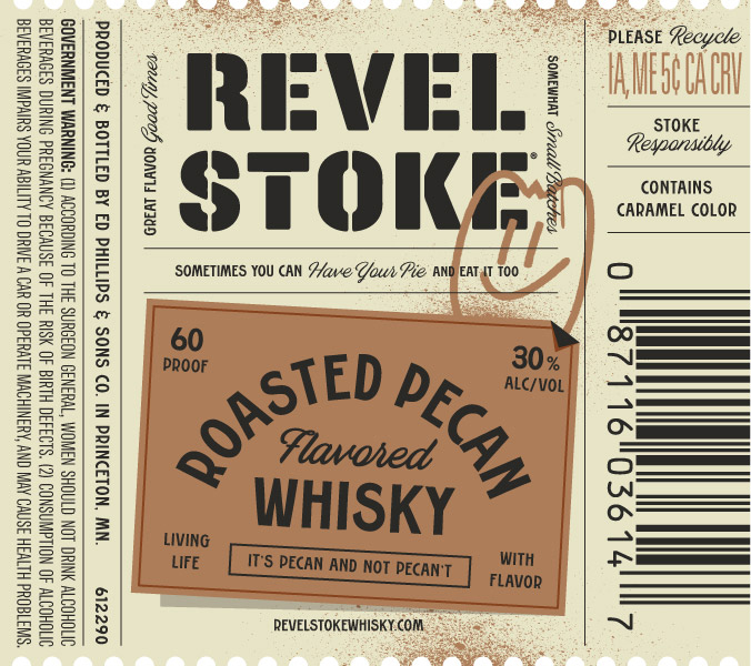 TABC label artwork for Revel Stoke Roasted Pecan Flavored Whisky