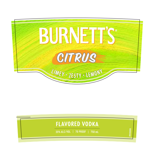 TABC label artwork for Burnett's Citrus Flavored Vodka
