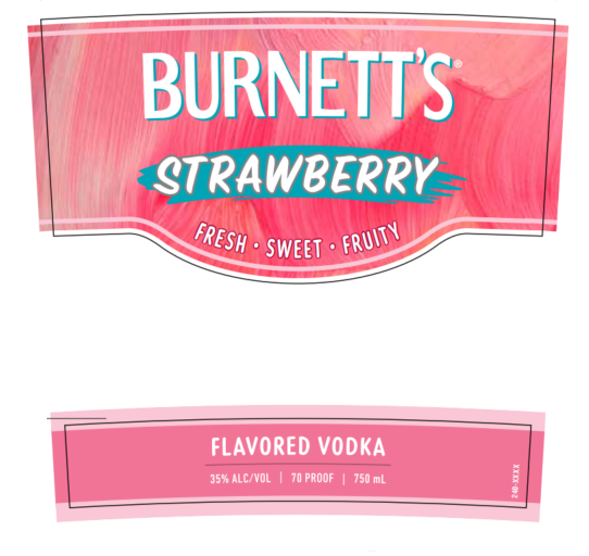 TABC label artwork for Burnett's Strawberry Flavored Vodka