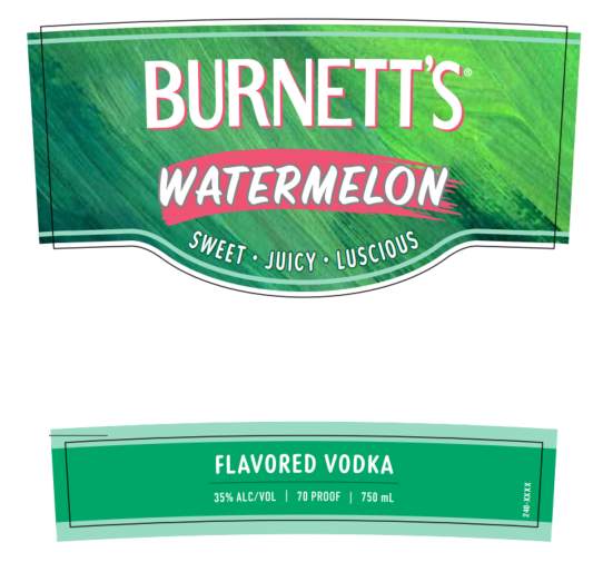 TABC label artwork for Burnett's Watermelon Flavored Vodka