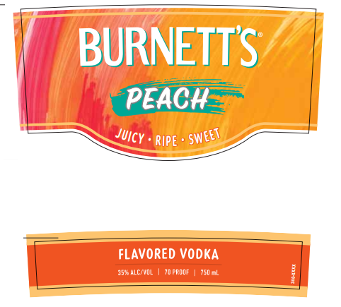 TABC label artwork for Burnett's Peach Flavored Vodka