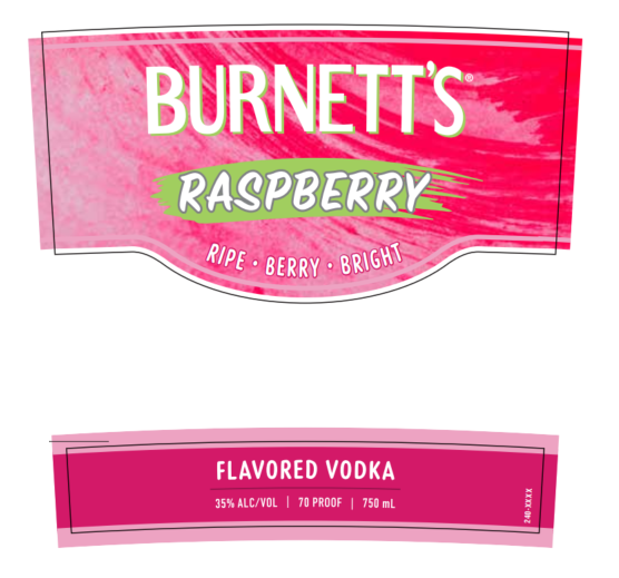 TABC label artwork for Burnett's Raspberry Flavored Vodka
