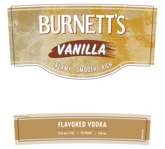 TABC label artwork for Burnett's Vanilla Flavored Vodka