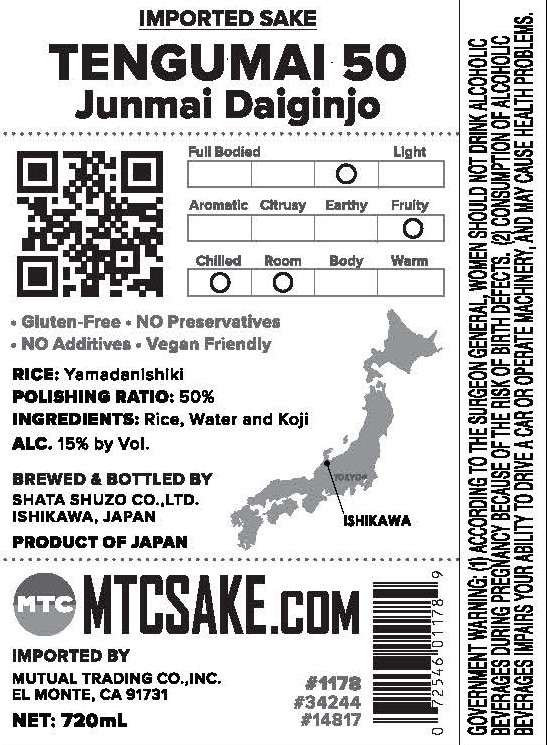 TABC label artwork for 1178 TENGUMAI 50 JUNMAI DAIGINJO