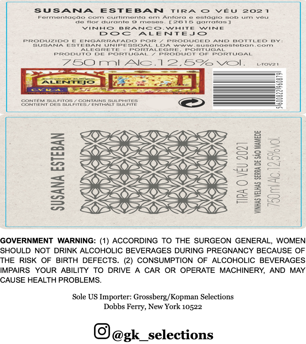 TABC label artwork for Susana Estaban Tira O Veu