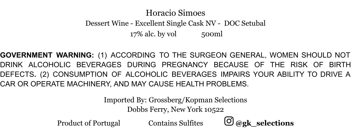 TABC label artwork for HORACIO SIMOES EXCELLENT SINGLE CASK