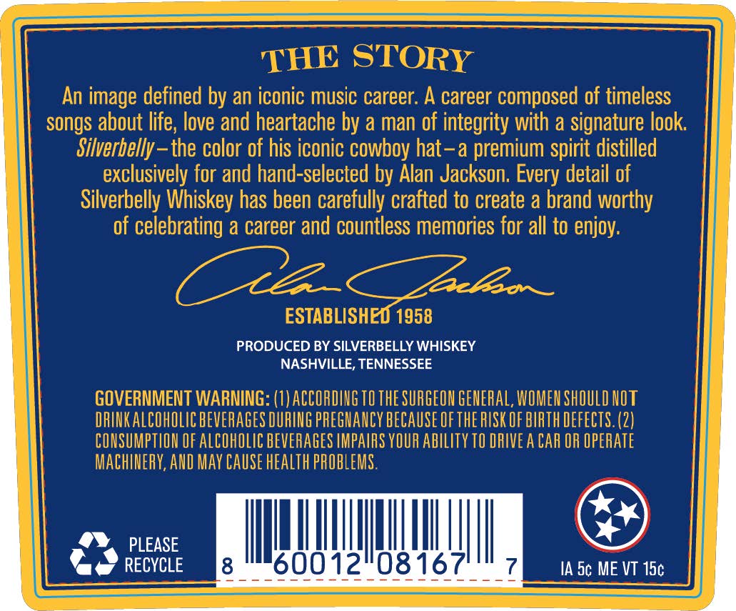 TABC label artwork for Silverbelly Whiskey (Gold Standard)